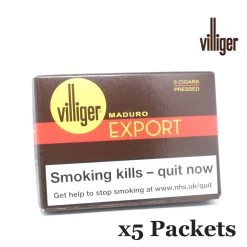 Villiger - Export Maduro Pressed - 5 Packets Of 5 (25 Cigars In Total)
