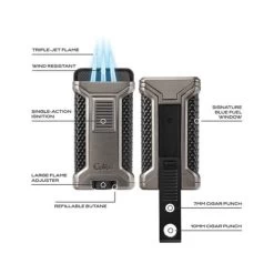 Colibri - Ascari - Triple Jet Lighter And Puncher - Blue -Smoking Accessories And Cigarettes hncf 22046.1689873694.1280.1280