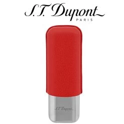 ST Dupont Double Cigar Case - For 2 Cigars - Red Leather & Chrome
