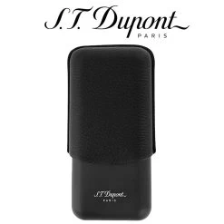 ST Dupont Triple Cigar Case - For 3 Cigars - Black Leather & Matte Black