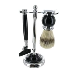 Artamis - Chrome & Black Mach 3 Razor & Badger Brush Set