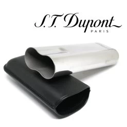 ST Dupont Double Cigar Case - Metal & Black Leather - For 2 Cigars -Smoking Accessories And Cigarettes st dupont case 3 40937.1510848163.1280.1280