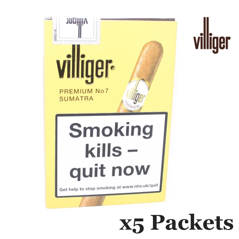 Villiger - Premium No.7 Sumatra - 5 Packets Of 5 Cigars (25 Cigars In Total)