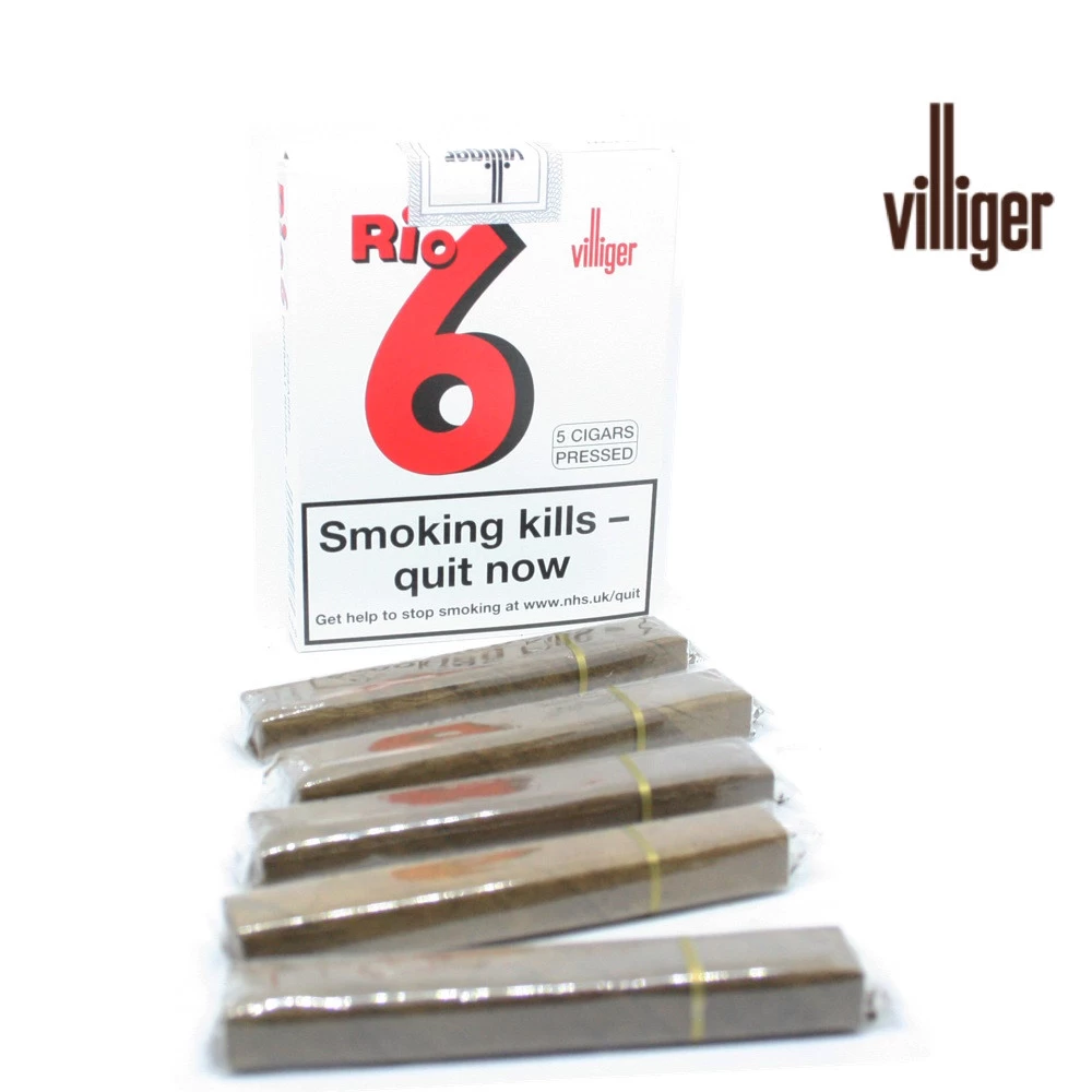 Villiger - Rio 6 Pressed Cigars - 5 Packets Of 5 (25 Cigars In Total) - Image 4